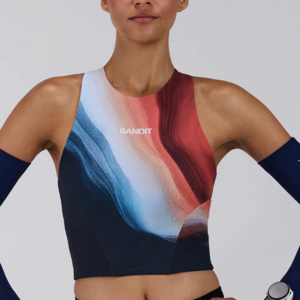 NWT medium bandit WOMEN'S STAMINA™ RACE CROP - THERMAL FIELD RUSTED APRICOT